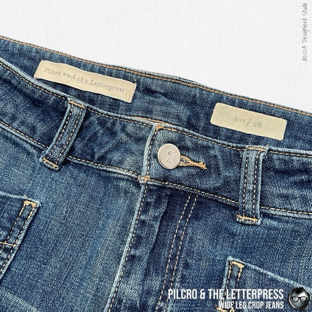 ANTHROPOLOGIE PILCRO & THE LETTERPRESS WIDE LEG CROP SAILOR JEANS SIZE 28 - Picture 4 of 13